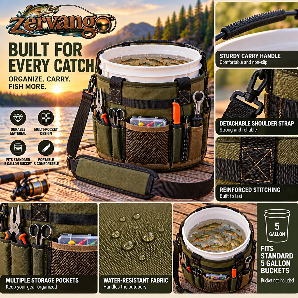 Bait Bucket Carrier with Tool Pockets — view 2