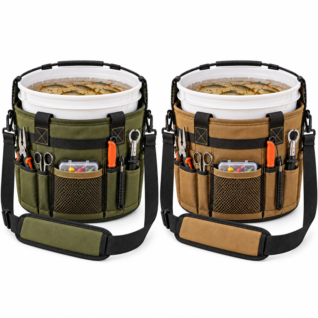 Bait Bucket Carrier with Tool Pockets — view 4