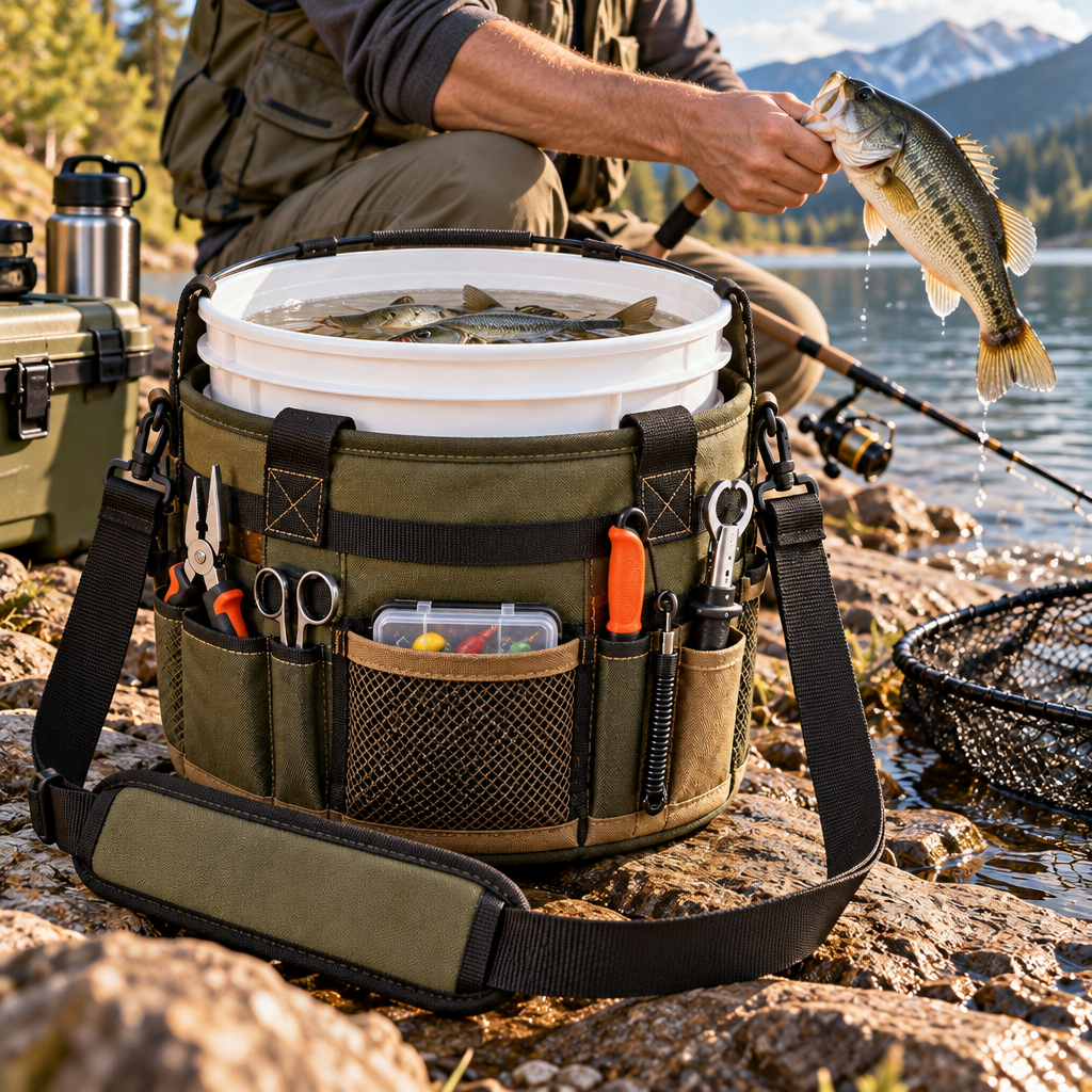 Bait Bucket Carrier with Tool Pockets — view 5