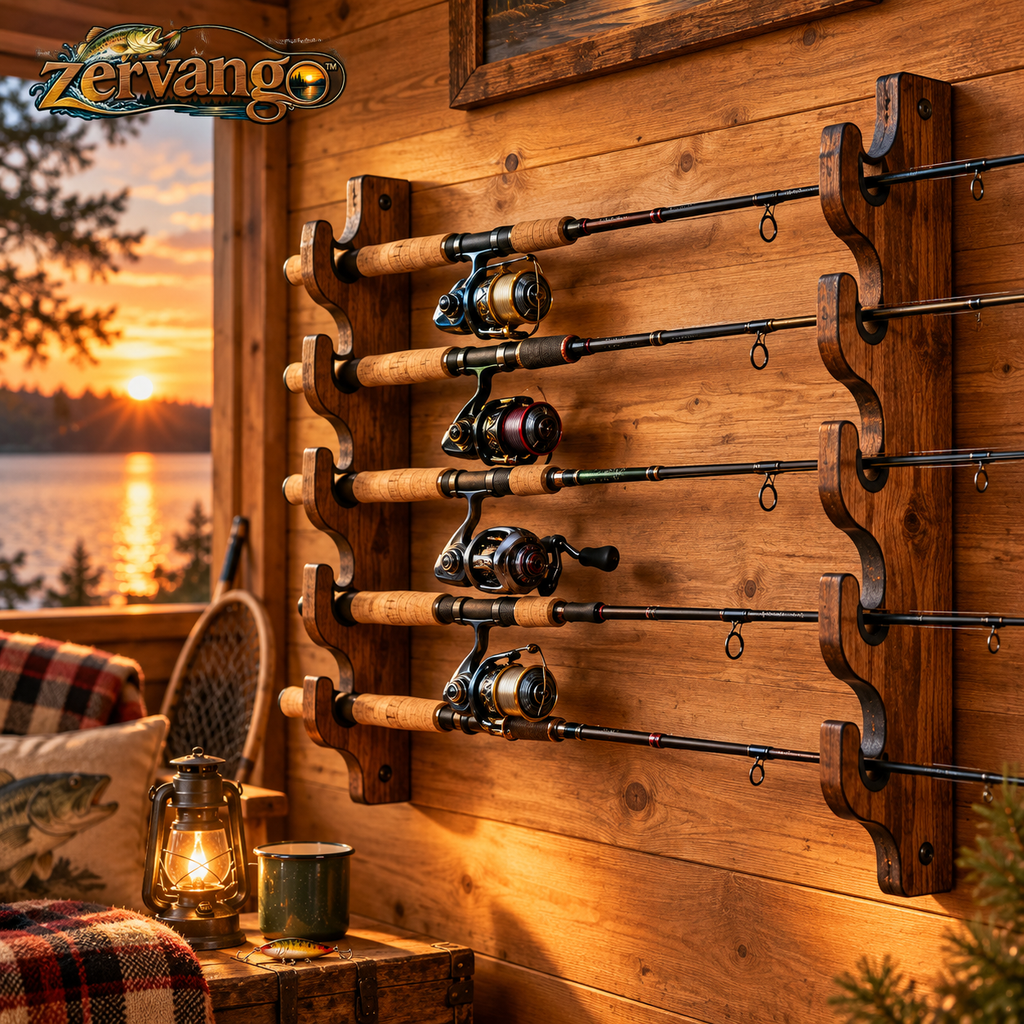 Wall-Mounted Fishing Rod Rack — view 1