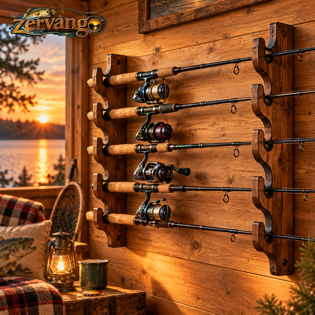 Wall-Mounted Fishing Rod Rack — view 1