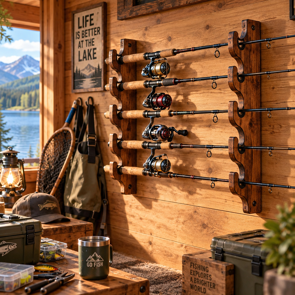 Wall-Mounted Fishing Rod Rack — view 2