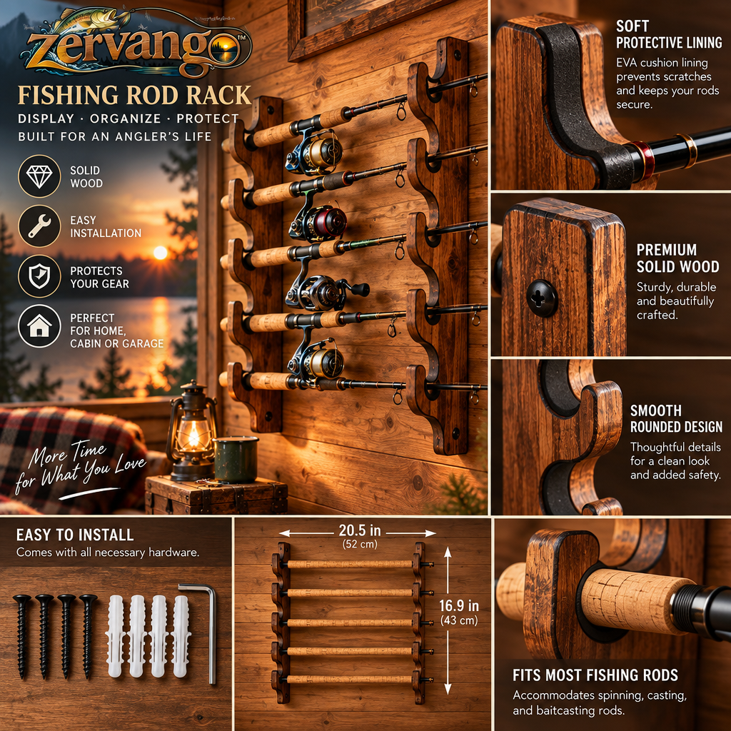Wall-Mounted Fishing Rod Rack — view 5